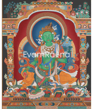 Green Tara Thangka Print | Green Tara Guru| Wall Decor