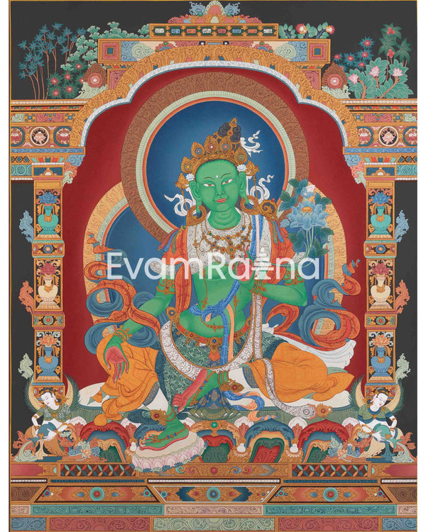 Green Tara Thangka Print | Green Tara Guru| Wall Decor