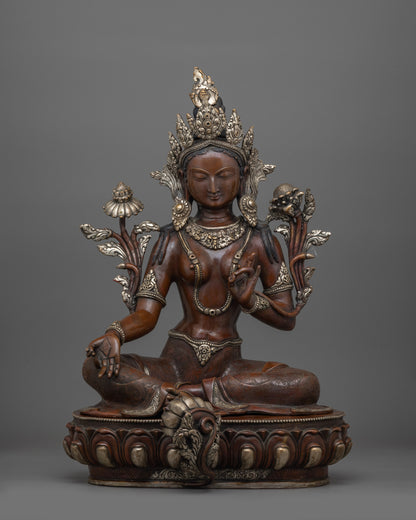 Handcrafted Divine Green Tara Deity Statue | Manifestation of Compassionate Grace