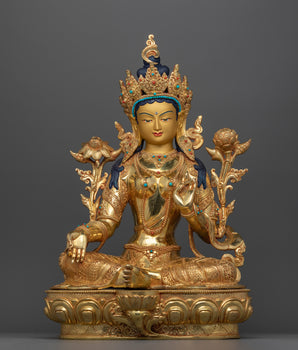 Green Tara the Swift Savior Sculpture | Spiritual Decor for Meditation and Buddhist Shrine
