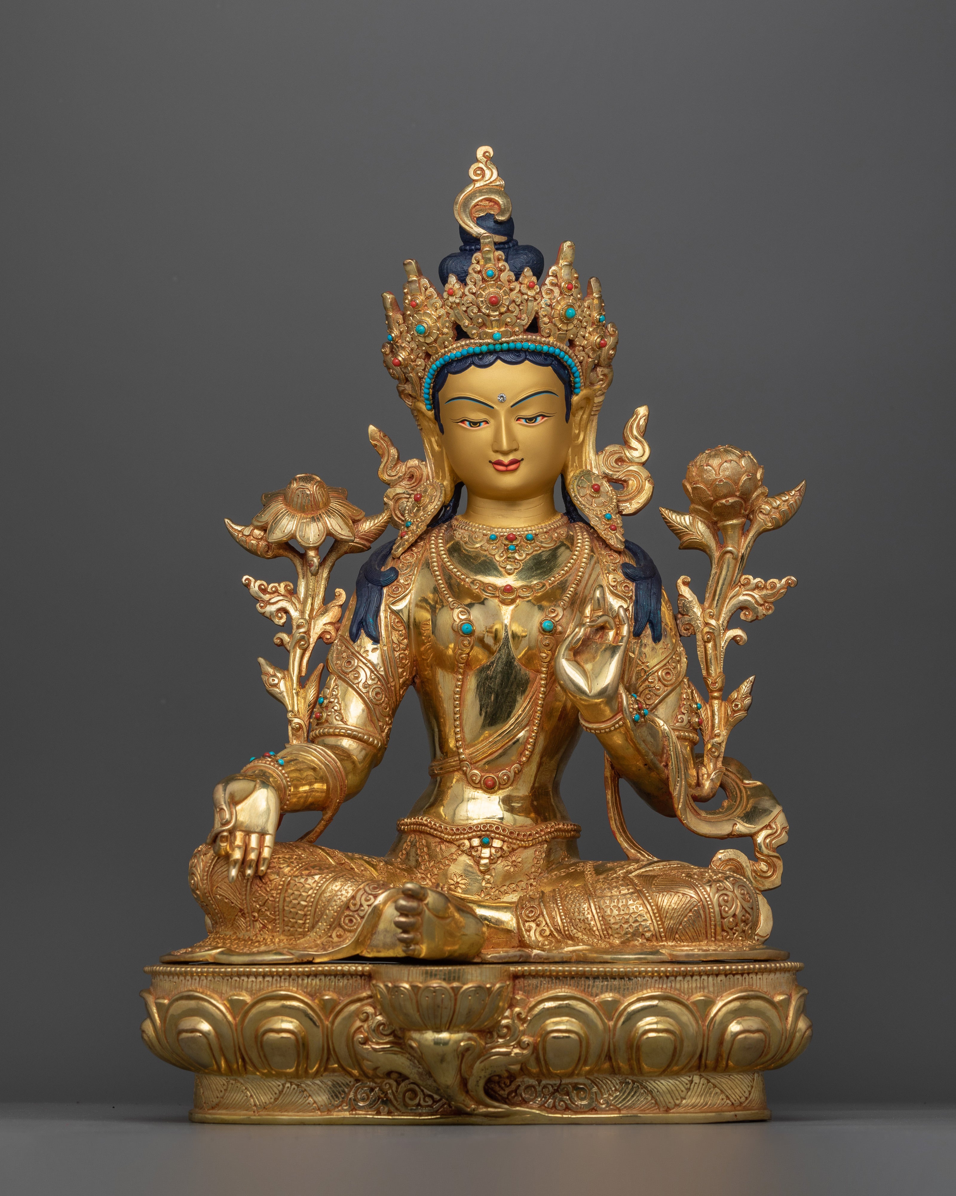 Green Tara the Swift Savior Sculpture | Spiritual Decor for Meditation and Buddhist Shrine