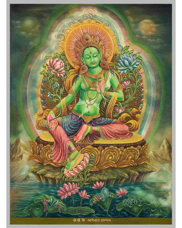 Sacred  Green Tara Thangka Digital Print