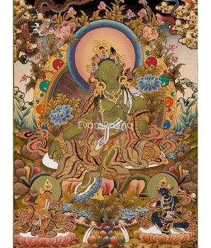 Green Tara Thangka Painting