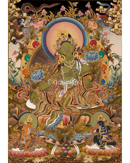 Green Tara Thangka Painting