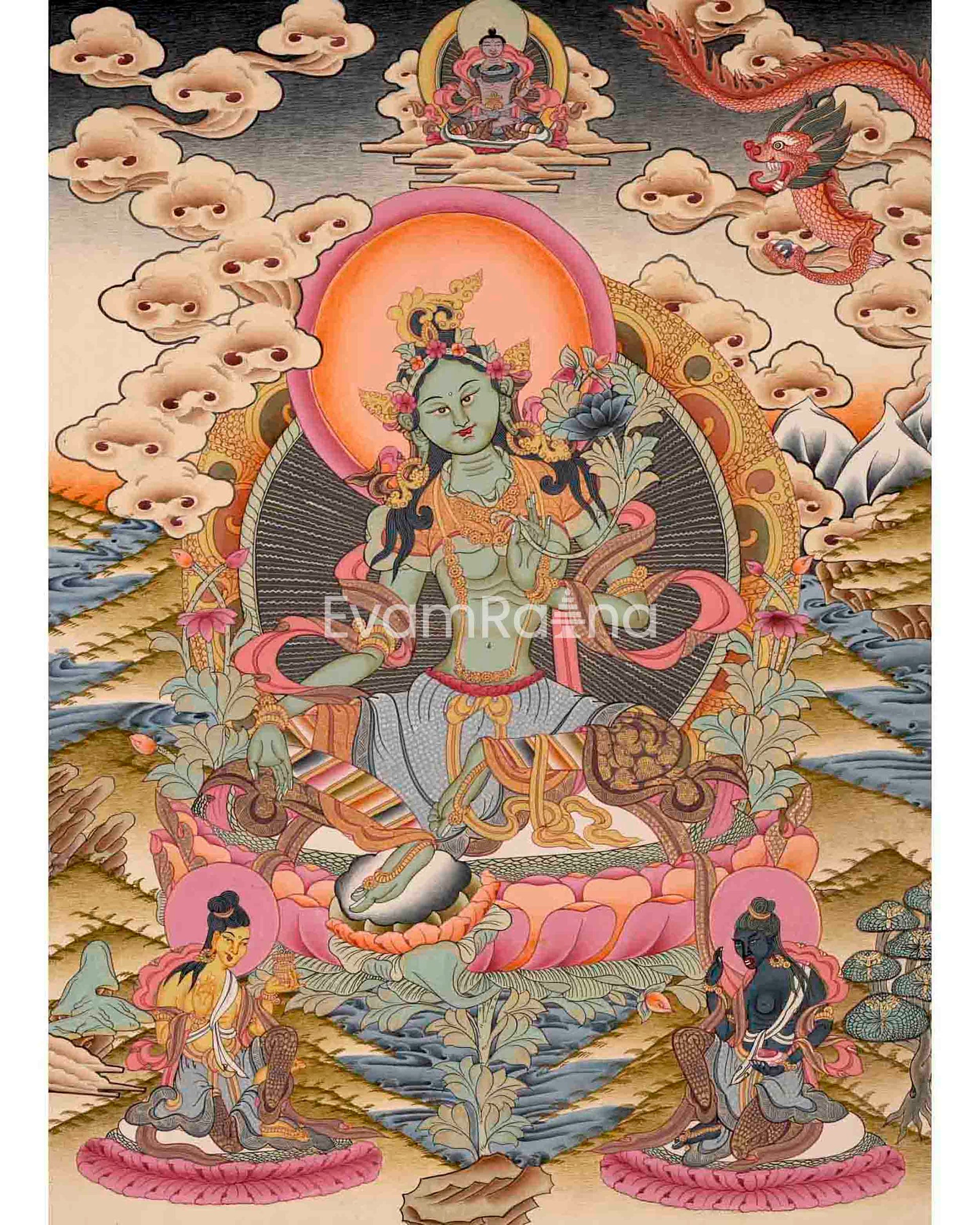 Green Tara Thangka Painting