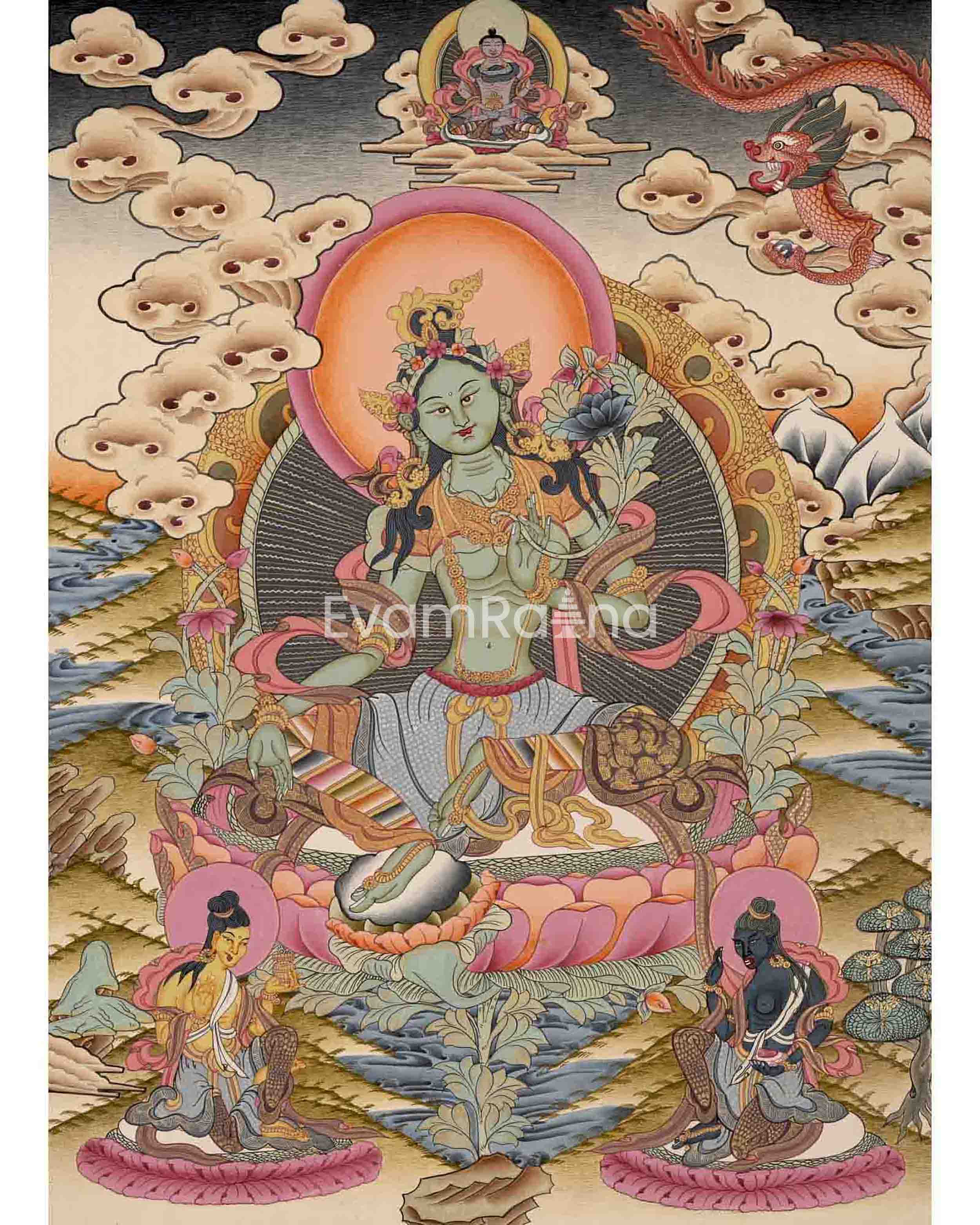 Green Tara Thangka Painting