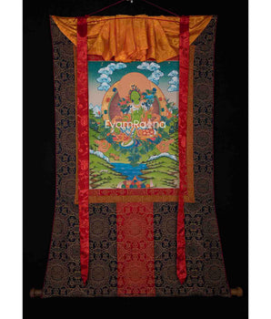 Green Tara Thangka With Brocade