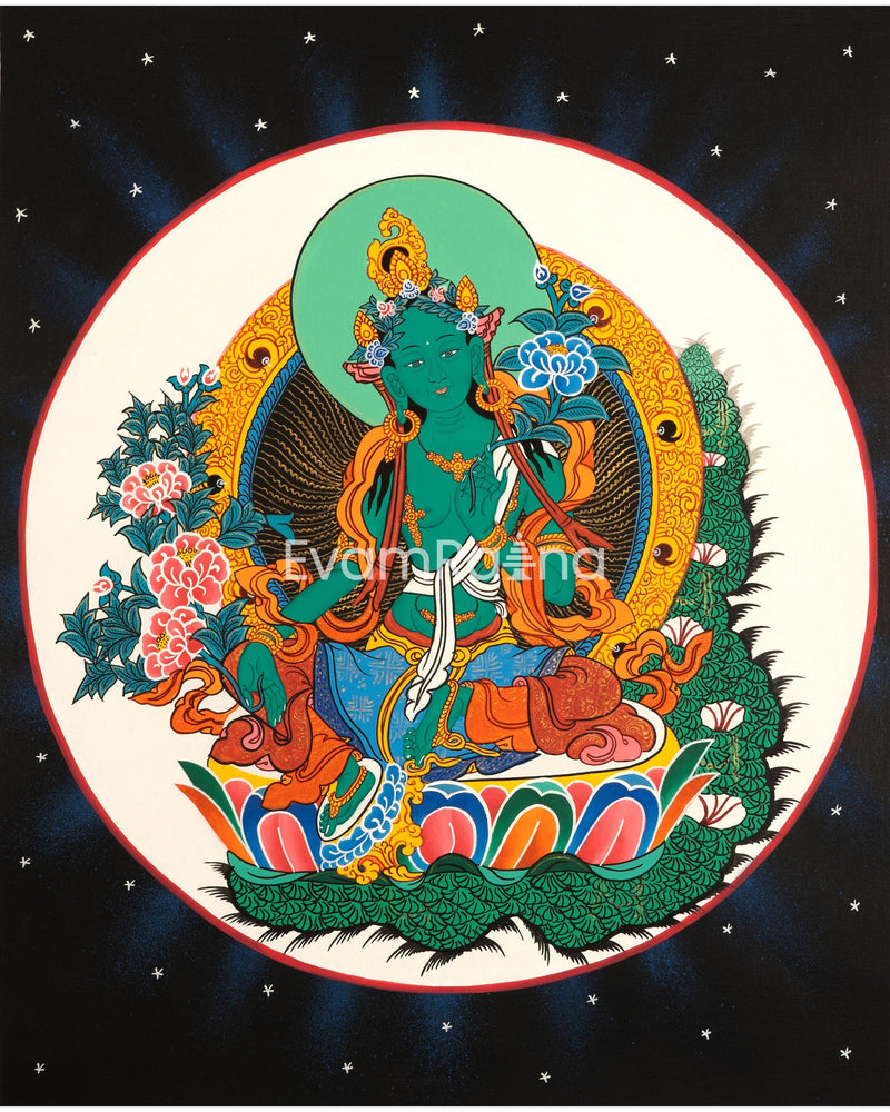 Saraswati, Medicine Buddha, Green Tara, Samantabhadra Thangka | Religious Painting