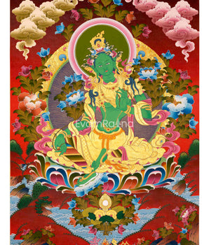 Green Tara Thangka Painting