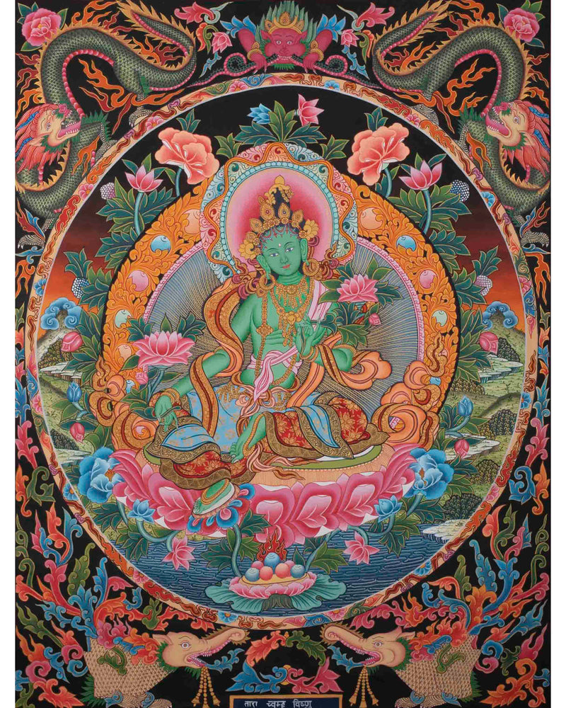 Green Tara Thangka | Rare Art