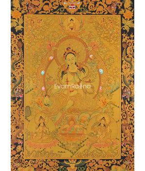 24K Gold Green Tara Thangka