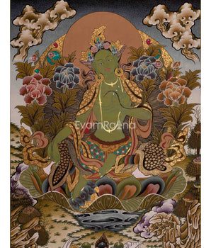 Original Hand-Painted Green Tara Thangka