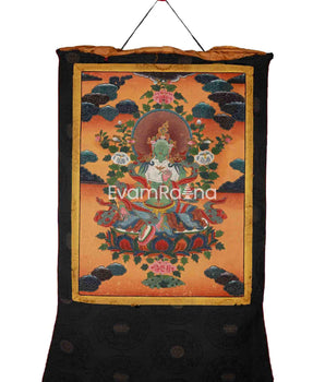 Green Tara Thangka with Brocade