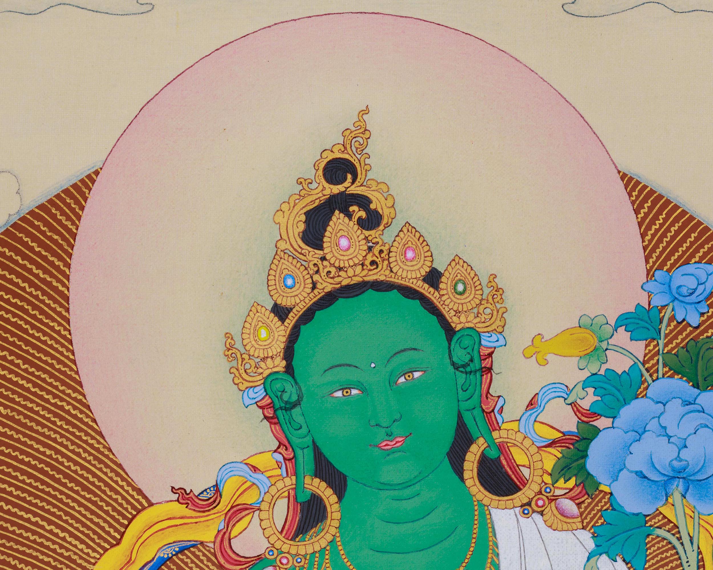 Mother Tara's Thangka Print | High Quality Green Tara Spiritual Reflection