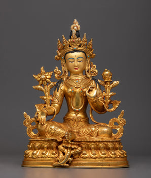 Large Copper Green Tara Sculpture