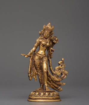 Handcrafted Standing Green Tara Statue