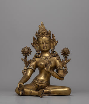 Brass Green Tara Statue