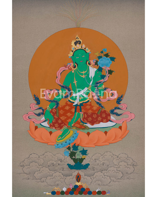 The Compassionate Female Bodhisattva Green Tara | Tibetan Goddess Artwork