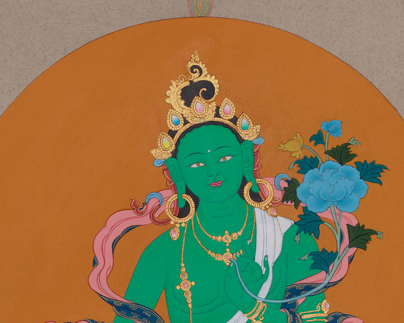 The Compassionate Female Bodhisattva Green Tara | Tibetan Goddess Artwork