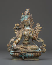 Handcrafted Green Tara Sculpture | Tibetan Goddess of Compassion and Protection