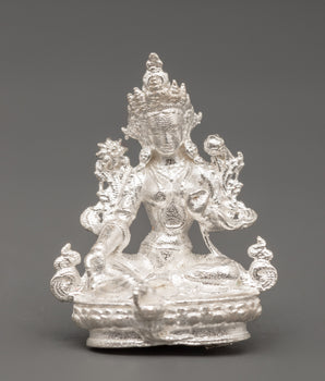 98% Silver Green Tara Statue