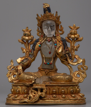 Green Tara Crystal Goddess Statue