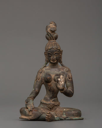 Green Tara Statue in Antique Copper Finish 