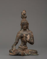 Green Tara Statue in Antique Copper Finish 
