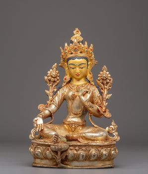 Compassionate Bodhisattva Shyama Tara Statue | Green Tara Tibetan Figurine