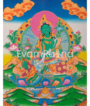 Vintage Green Tara Thangka