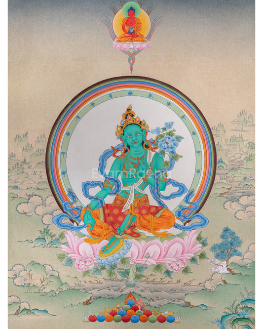 Arya Tara Digital Print | Mother Green Tara Artwork | Buddhist Gift Ideas