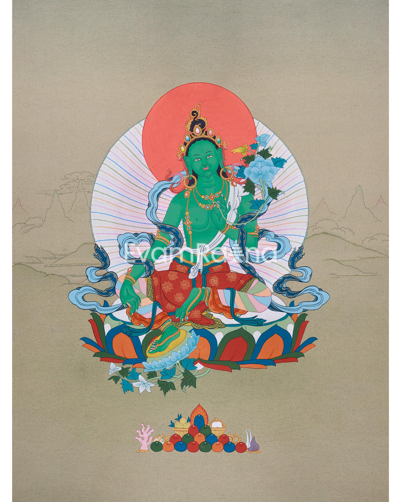 Green Tara Thangka for Practice