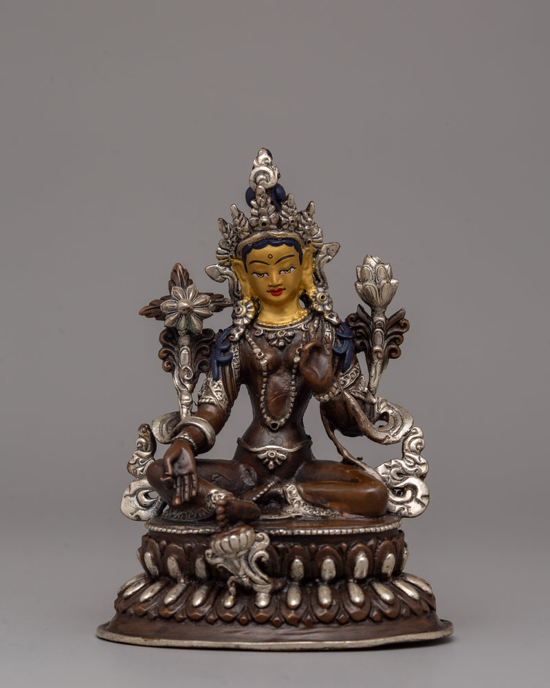 Silver-Plated Green Tara Statue