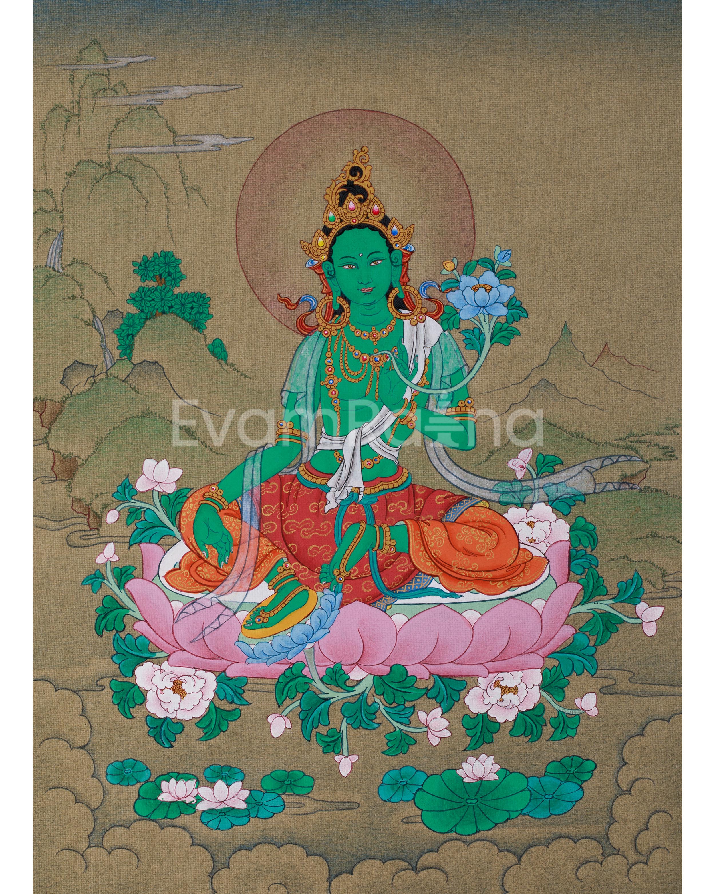 Goddess Arya Tara (Green Tara) Thangka
