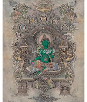 Embrace The Blessing With Green Tara Canvas Print