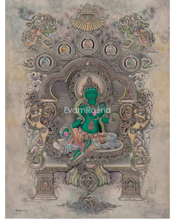 Embrace The Blessing With Green Tara Canvas Print 