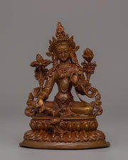 Green Tara Statue in Oxidized Copper