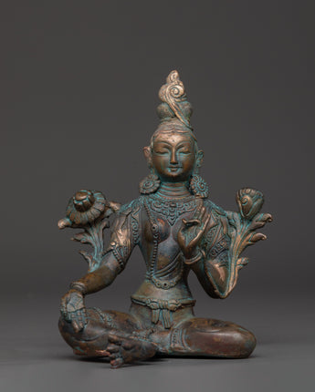 peaceful green tara statue