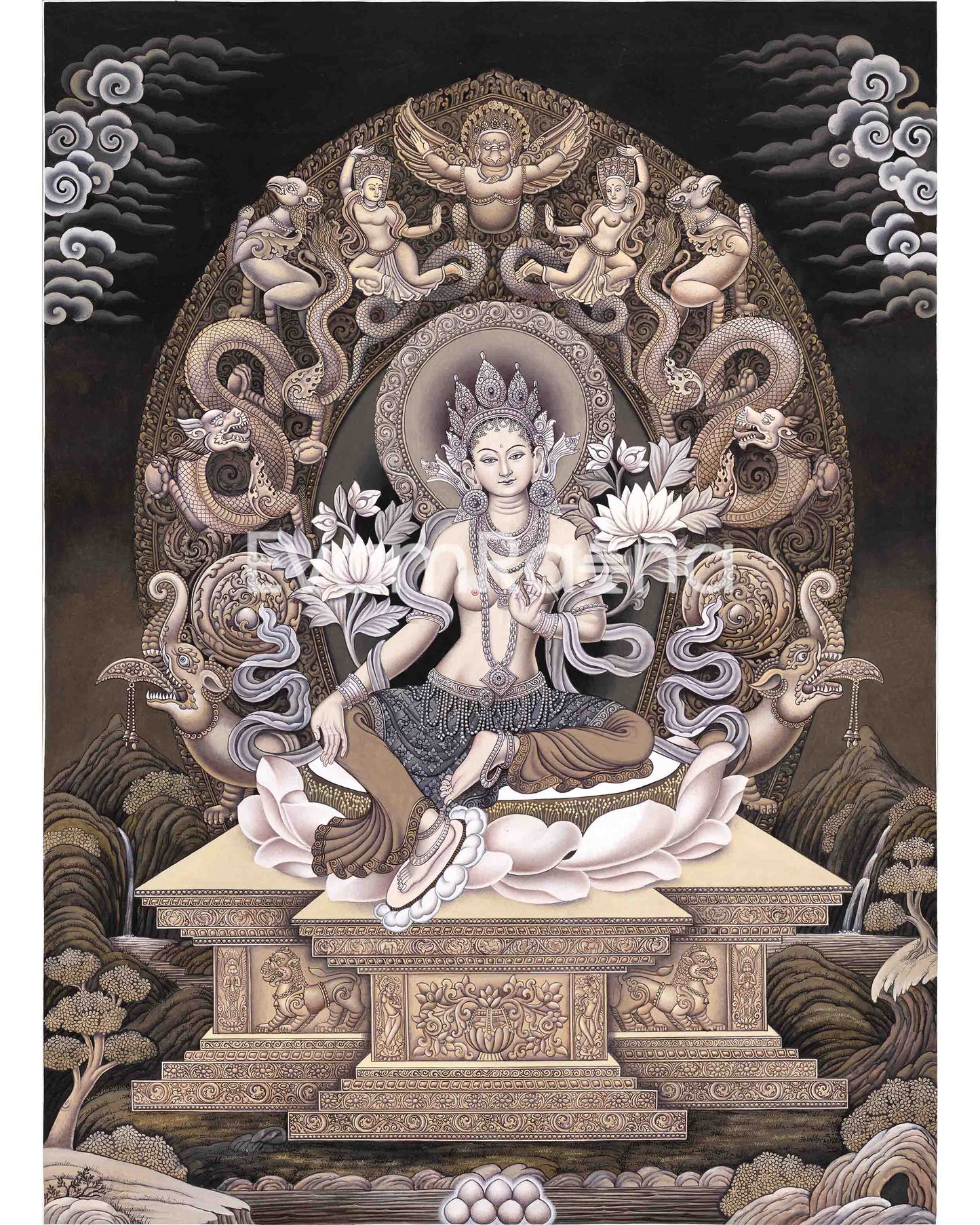 Green Tara Thangka Print| Digital Print | Newari Art