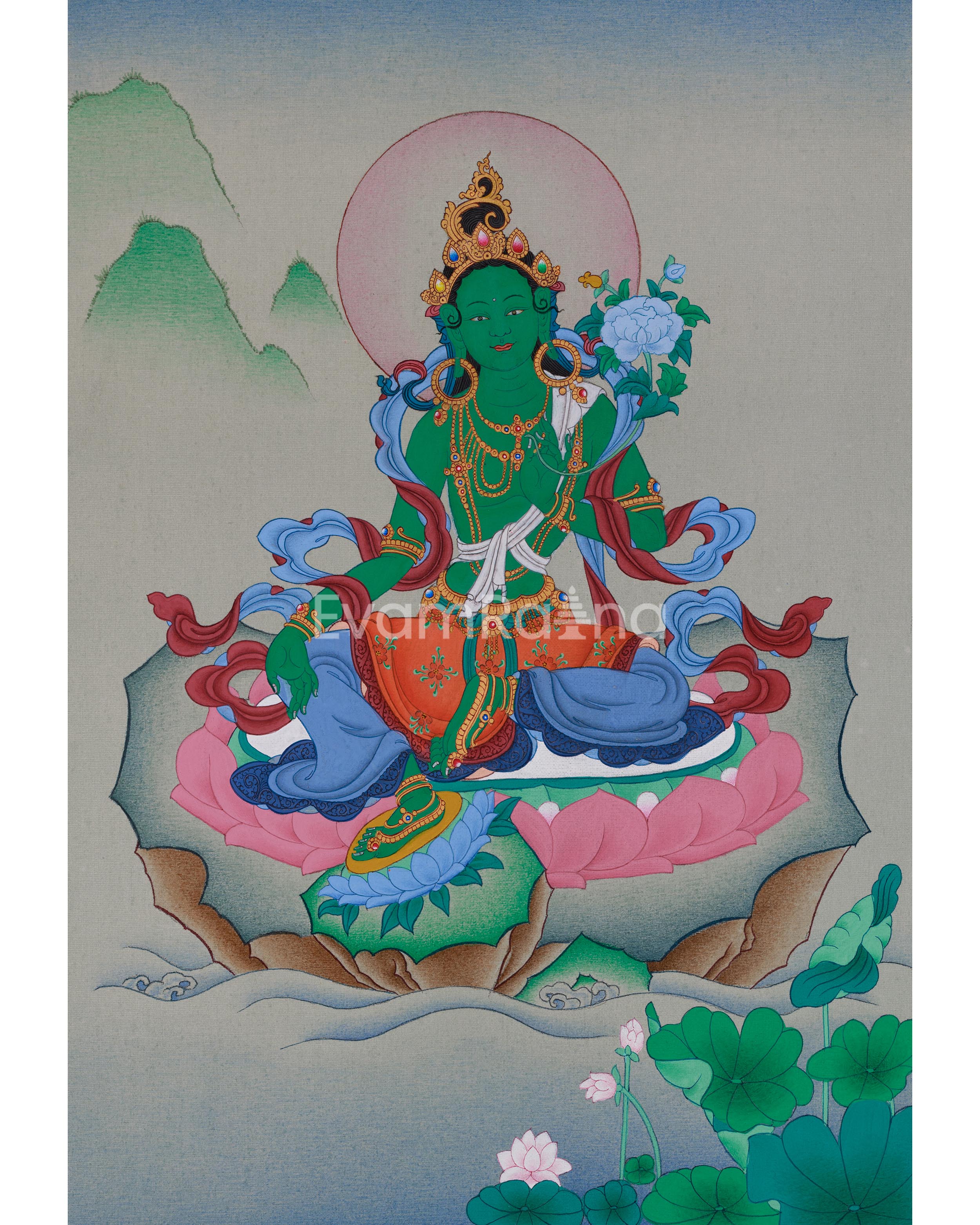 Hand-Painted Tibetan Arya Tara