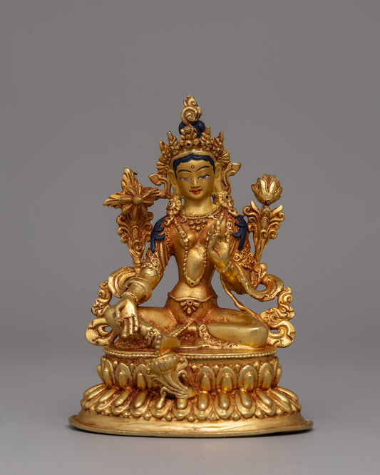 Gold-Plated Green Tara Statue 