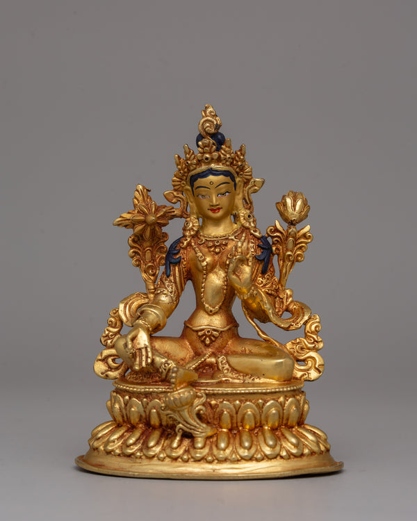 Gold-Plated Green Tara Statue 