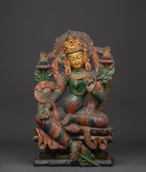 Tibetan green tara goddess figurine