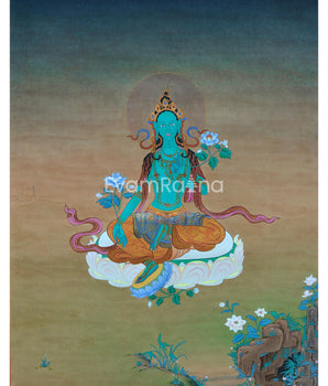 Green Tara Thangka For Meditation | Mother Tara Goddess | Buddhist Wall Decors