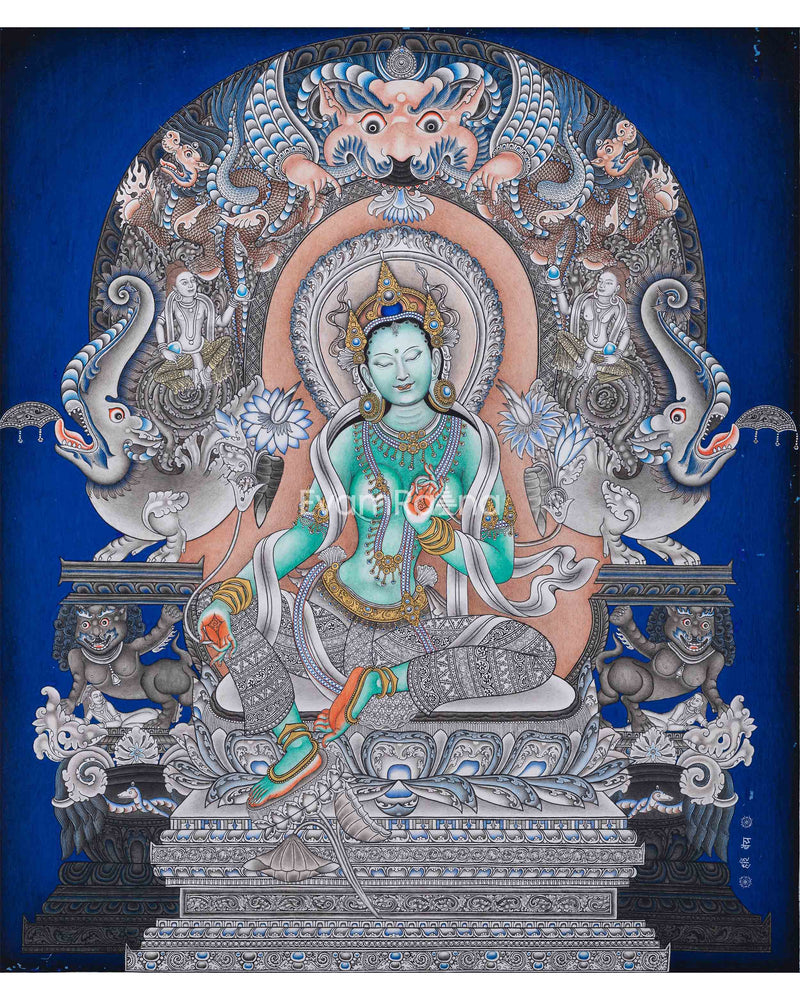 High- Quality Green Tara Guru Nepali Print