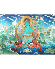 Green Tara Thangka, Tibetan Tara, Quality Canvas Print