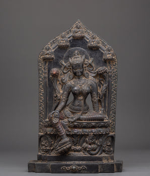 Compassion Deity Green Tara on Throne | Shyama Tara Sculpture