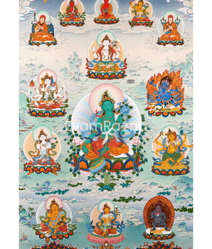 Green Tara with Buddhas and Bodhisattvas