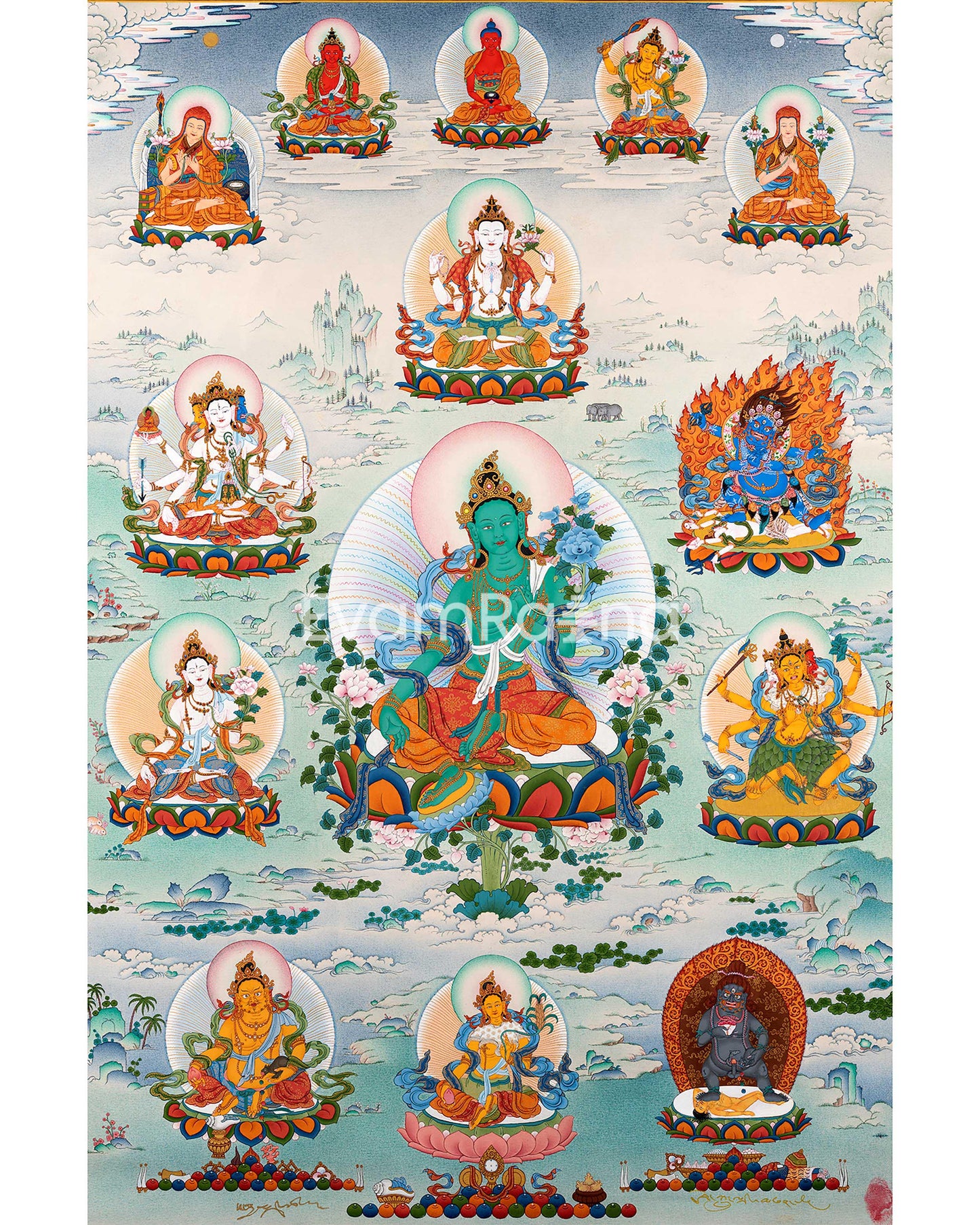 Green Tara with Buddhas and Bodhisattvas