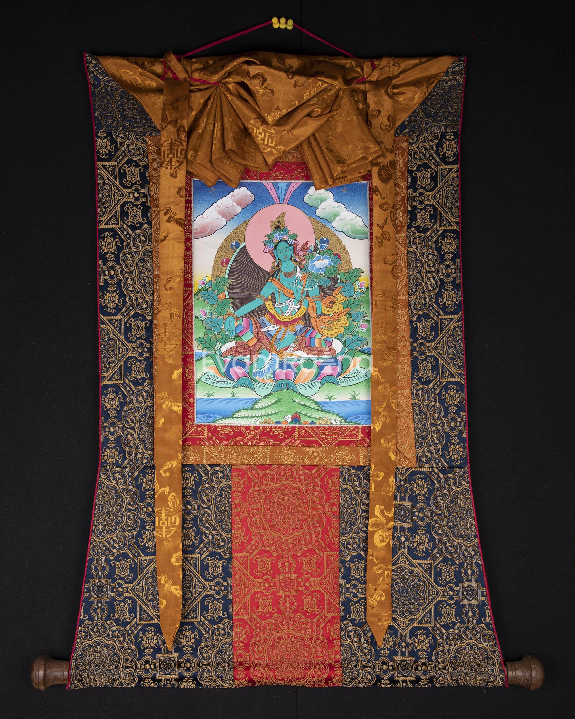 green tara with brocade